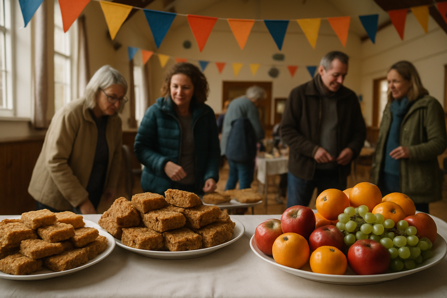 A table of homemade cakes at a charity bake sale