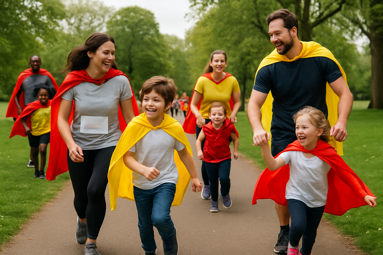 Supporters taking part in a charity fun run